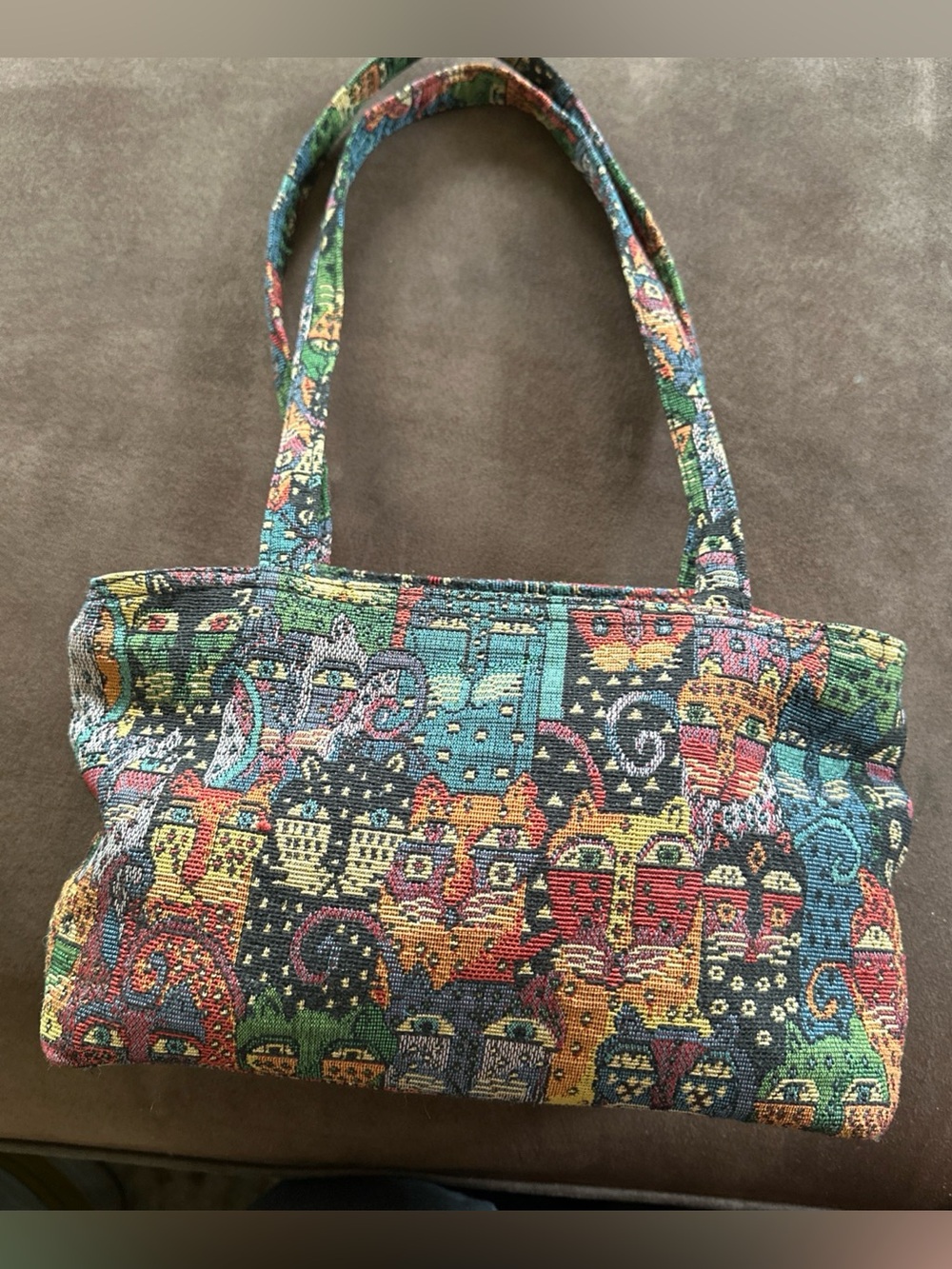 Laurel Burch Feline Clan Tapestry Hand Bag Cottagecore Purse vintage Y2K 90s